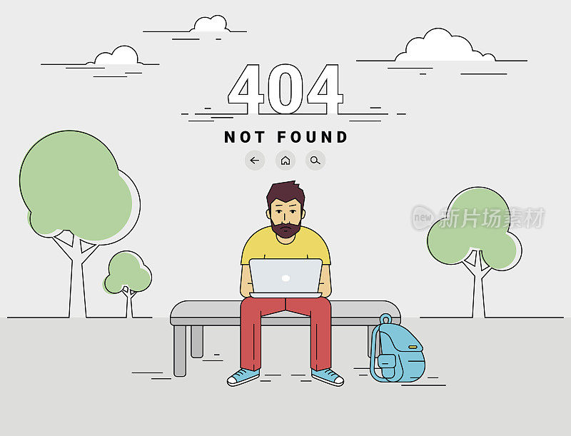 Man with laptop 404 page not found error